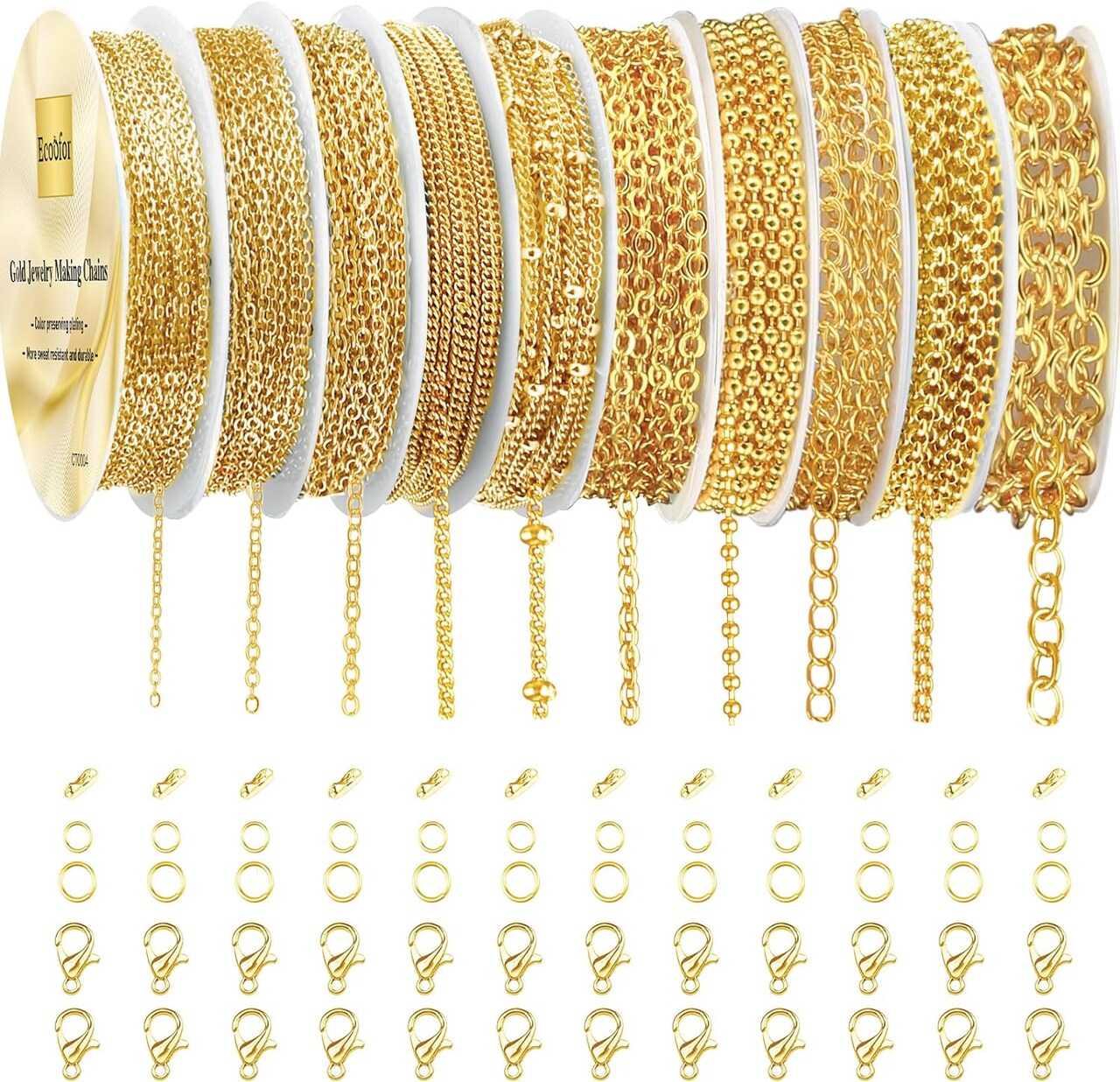 Gold Necklace Chains for Jewelry Making (Gold) 12.6 x 8.89 x 0.55 inches